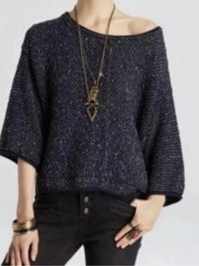 Free People Speckled Navy Sweater